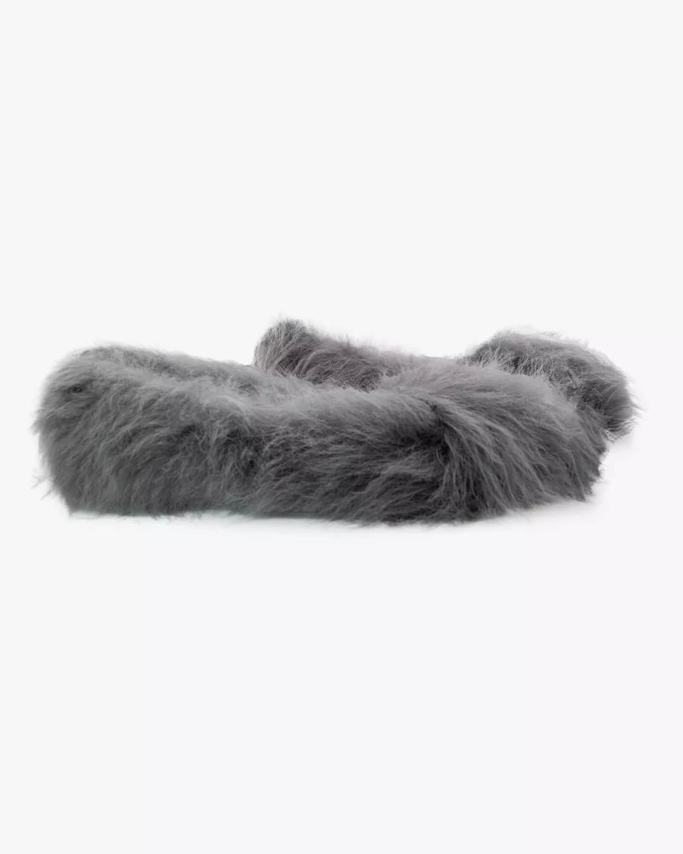 Grey Fur Effect slippers