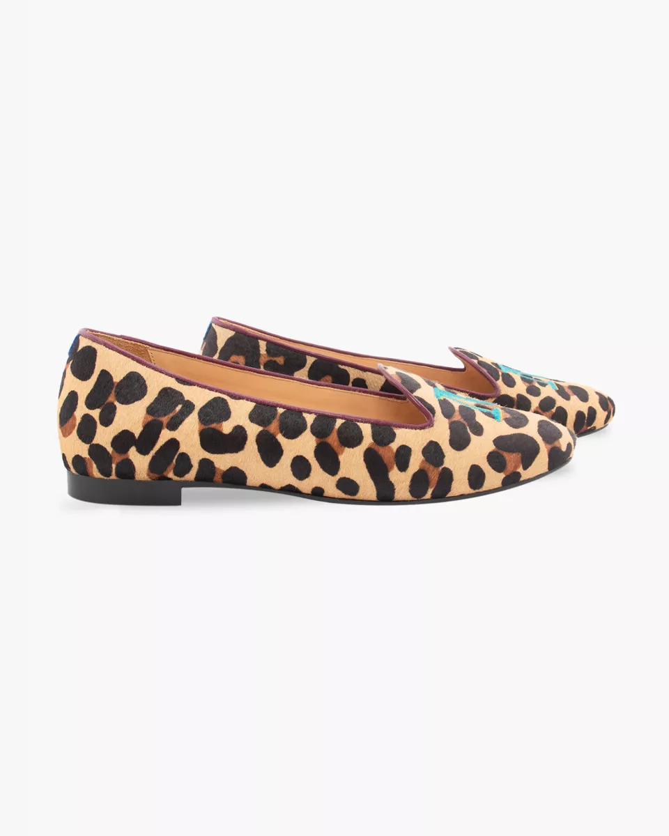 Jungle leopard print fur slippers