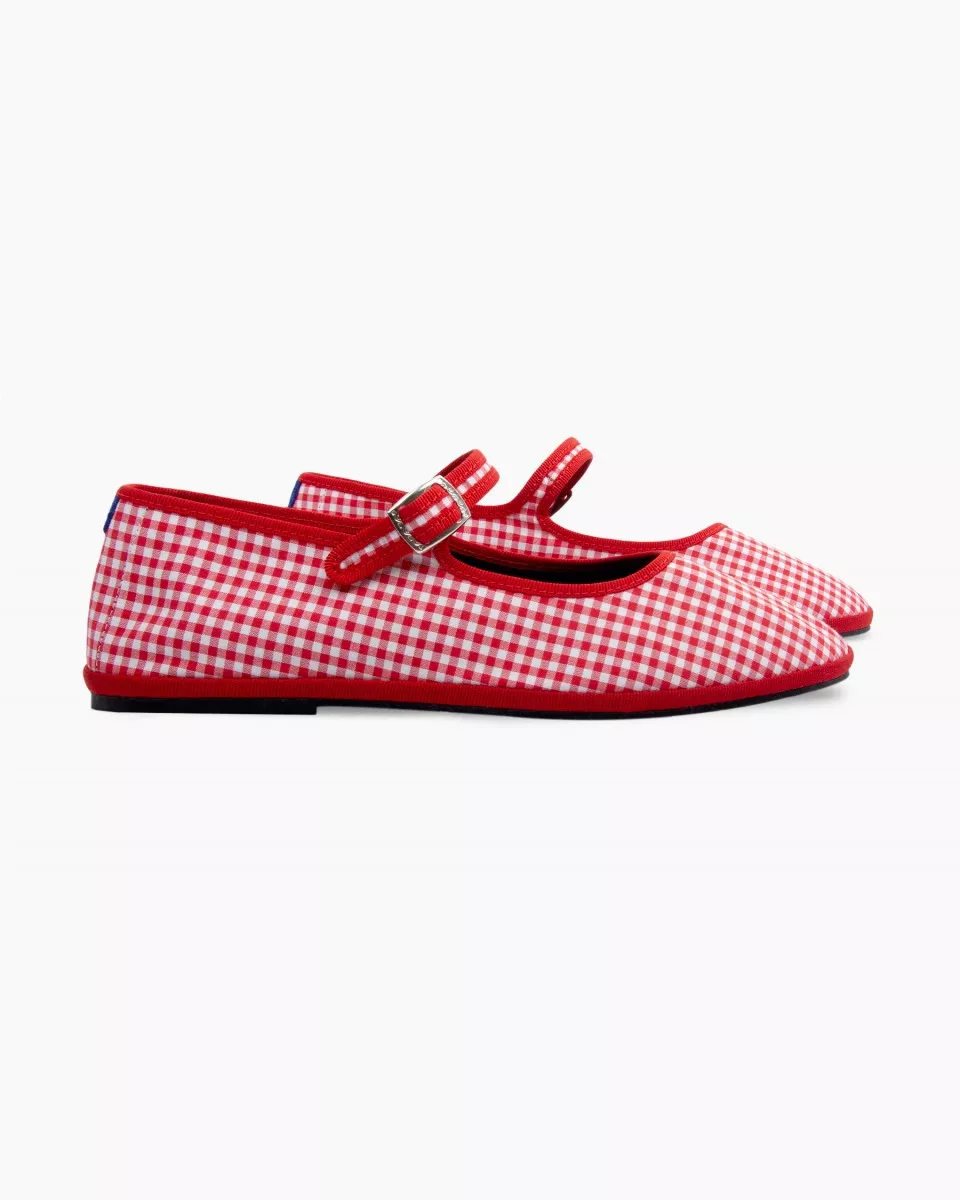 Red and White gingham check cotton furlanes
entirely made by hand in Italy (Venice/Friuli)