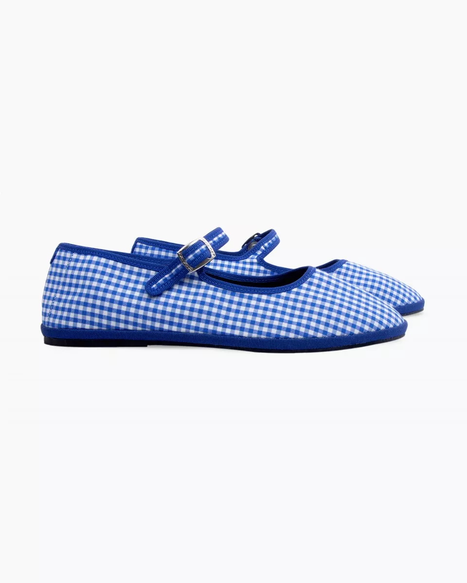 Blue and White gingham check cotton furlanes
entirely made by hand in Italy (Venice/Friuli)