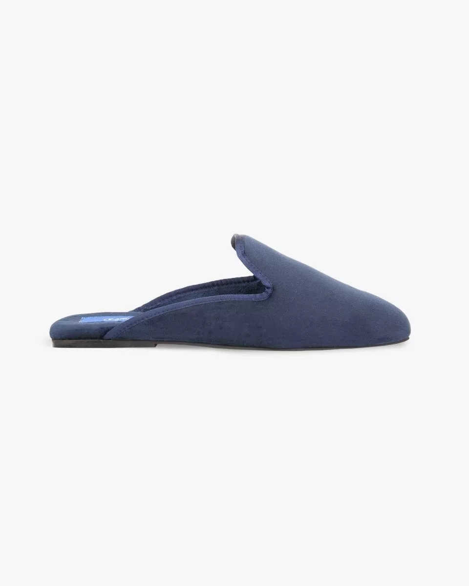 Indoor mules slippers in Navy velvet