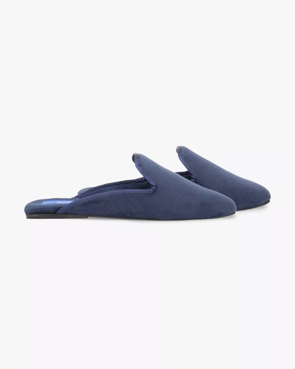 Indoor mules slippers in Navy velvet