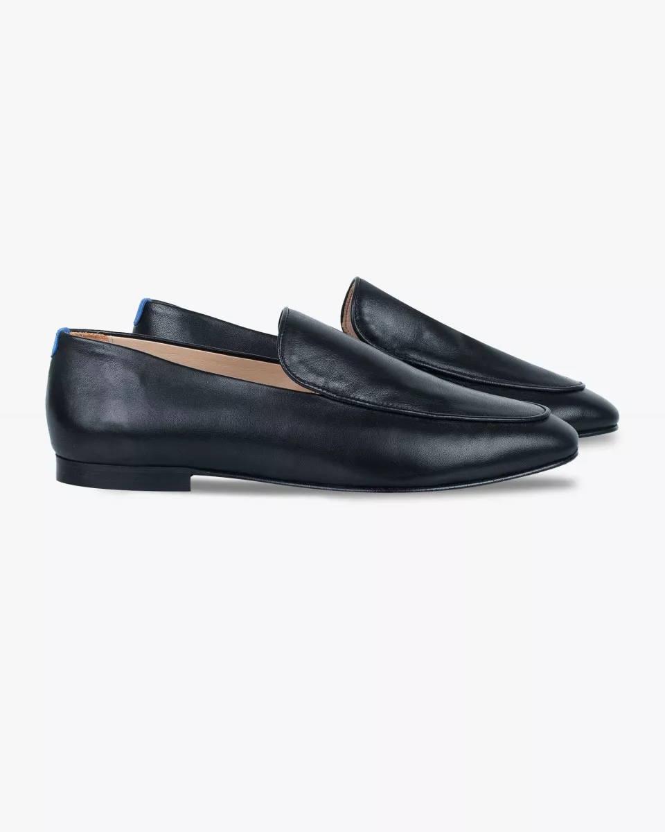 Midnight black leather mocassins