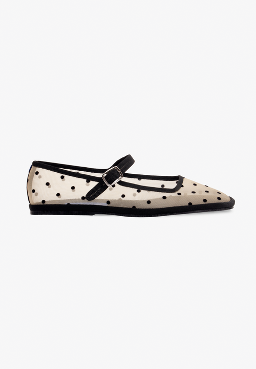 Furlanes Mary Janes Dots Beige Mesh Square