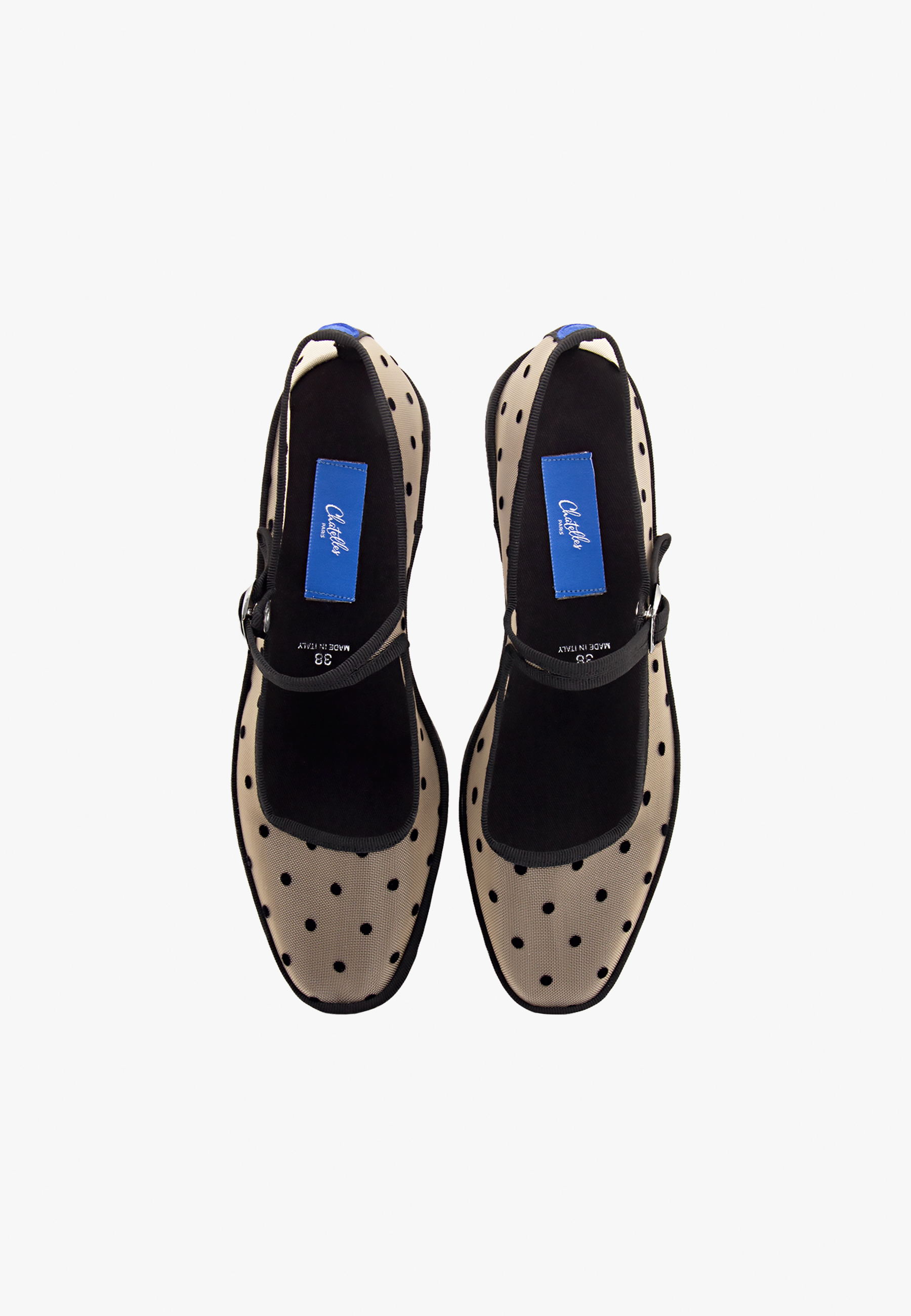 Furlanes Mary Janes Dots Beige Mesh Square