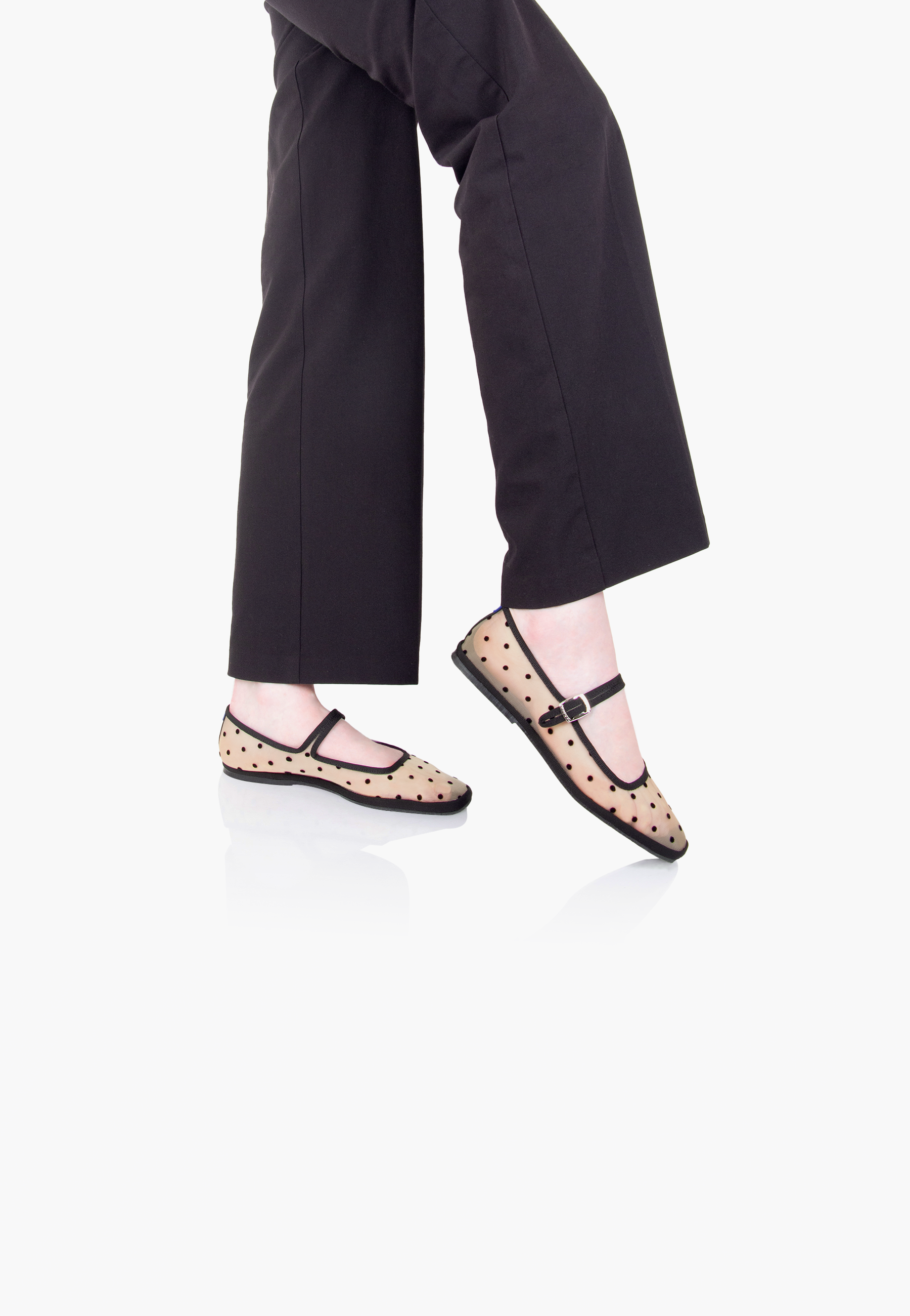 Furlanes Mary Janes Dots Beige Mesh Square