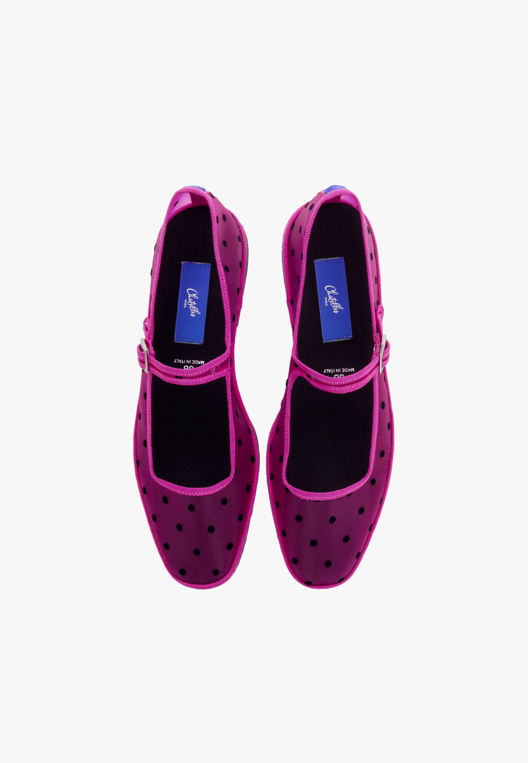 Furlanes Mary Janes Dots Fuchsia Mesh Square