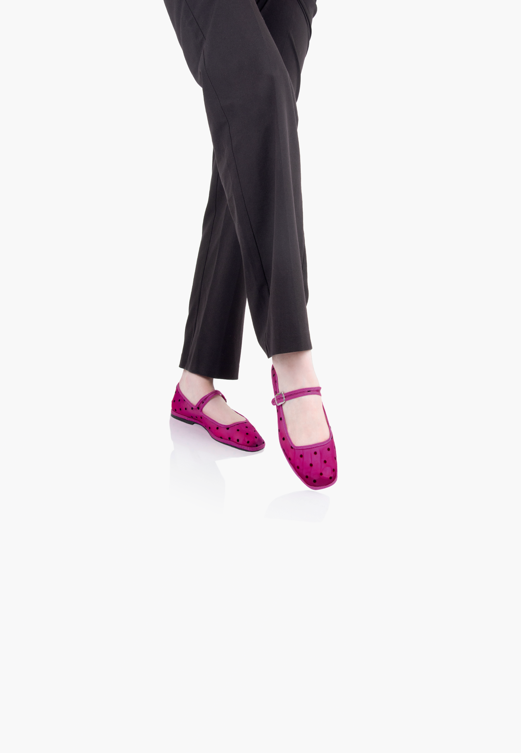 Furlanes Mary Janes Dots Fuchsia Mesh Square