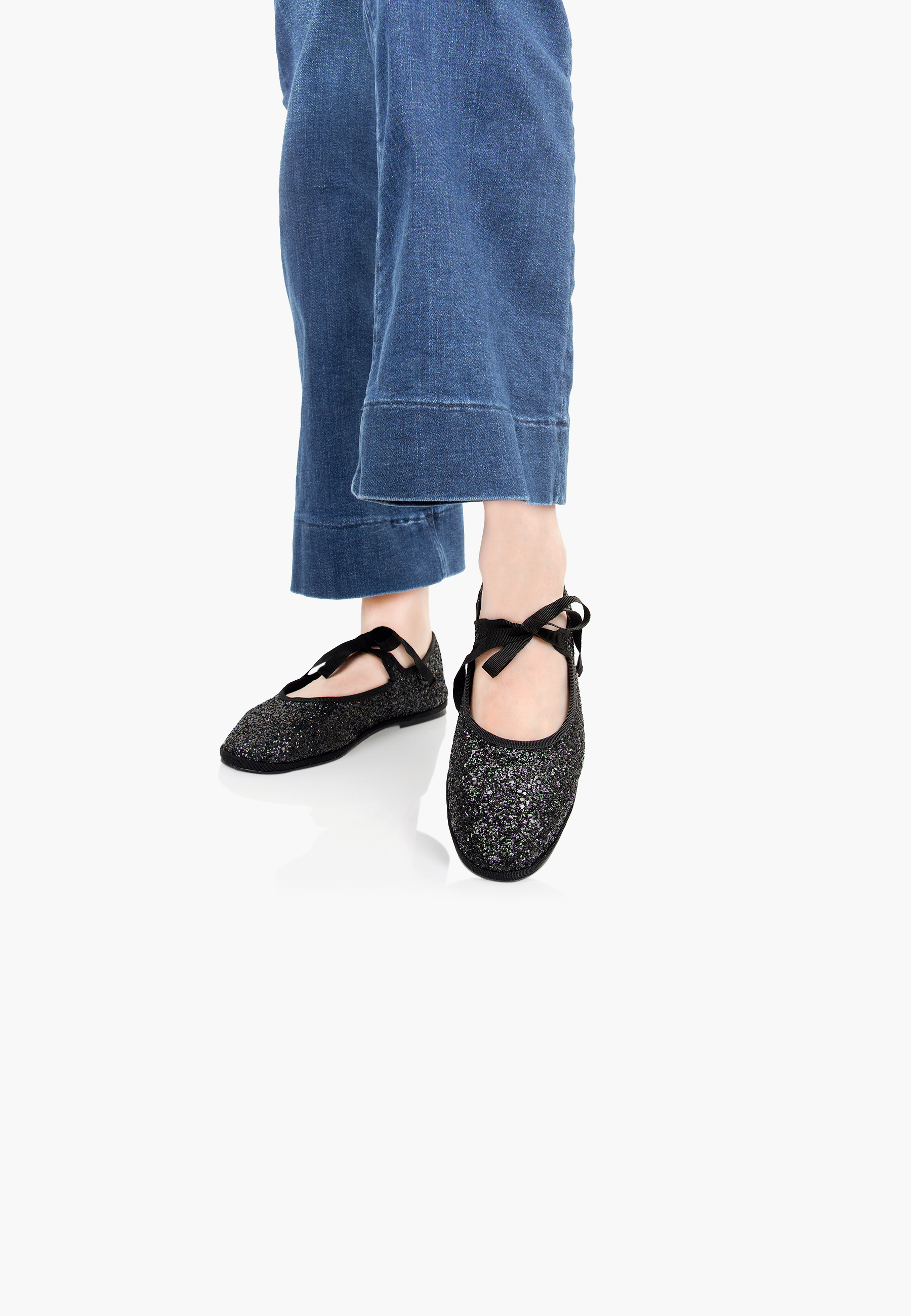 Furlanes Mary Janes Glitter Black