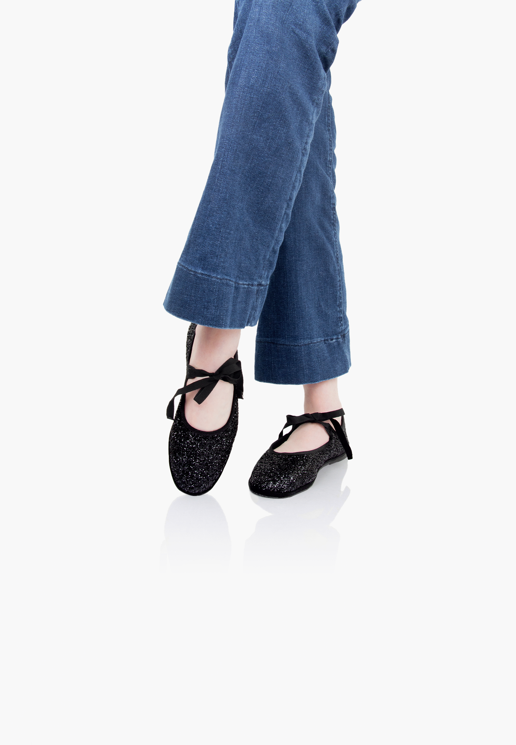 Furlanes Mary Janes Glitter Black