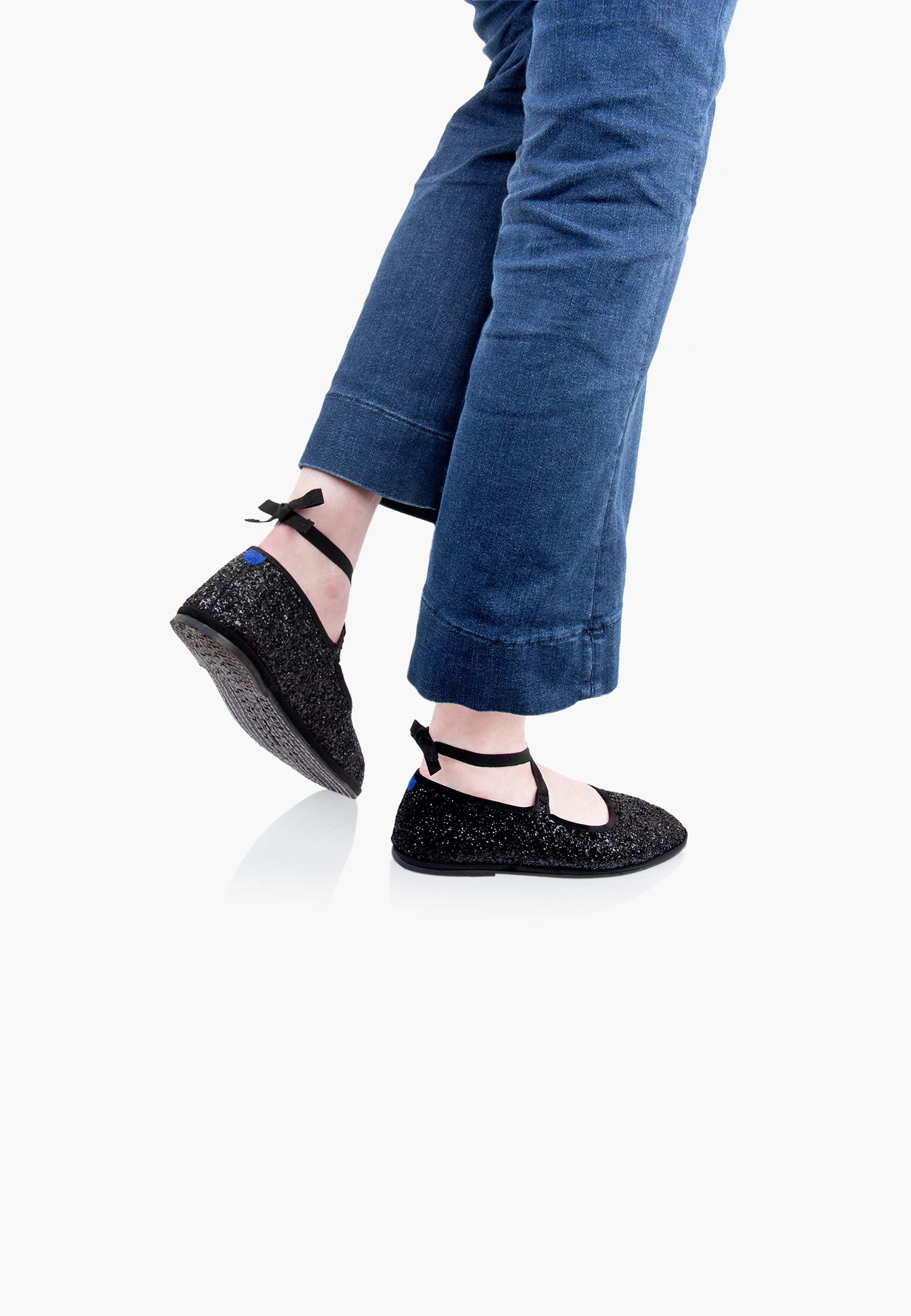 Furlanes Mary Janes Glitter Black