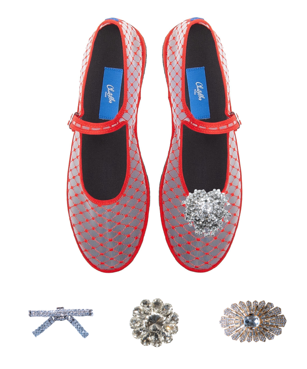 Furlanes Mary Janes Red Mesh