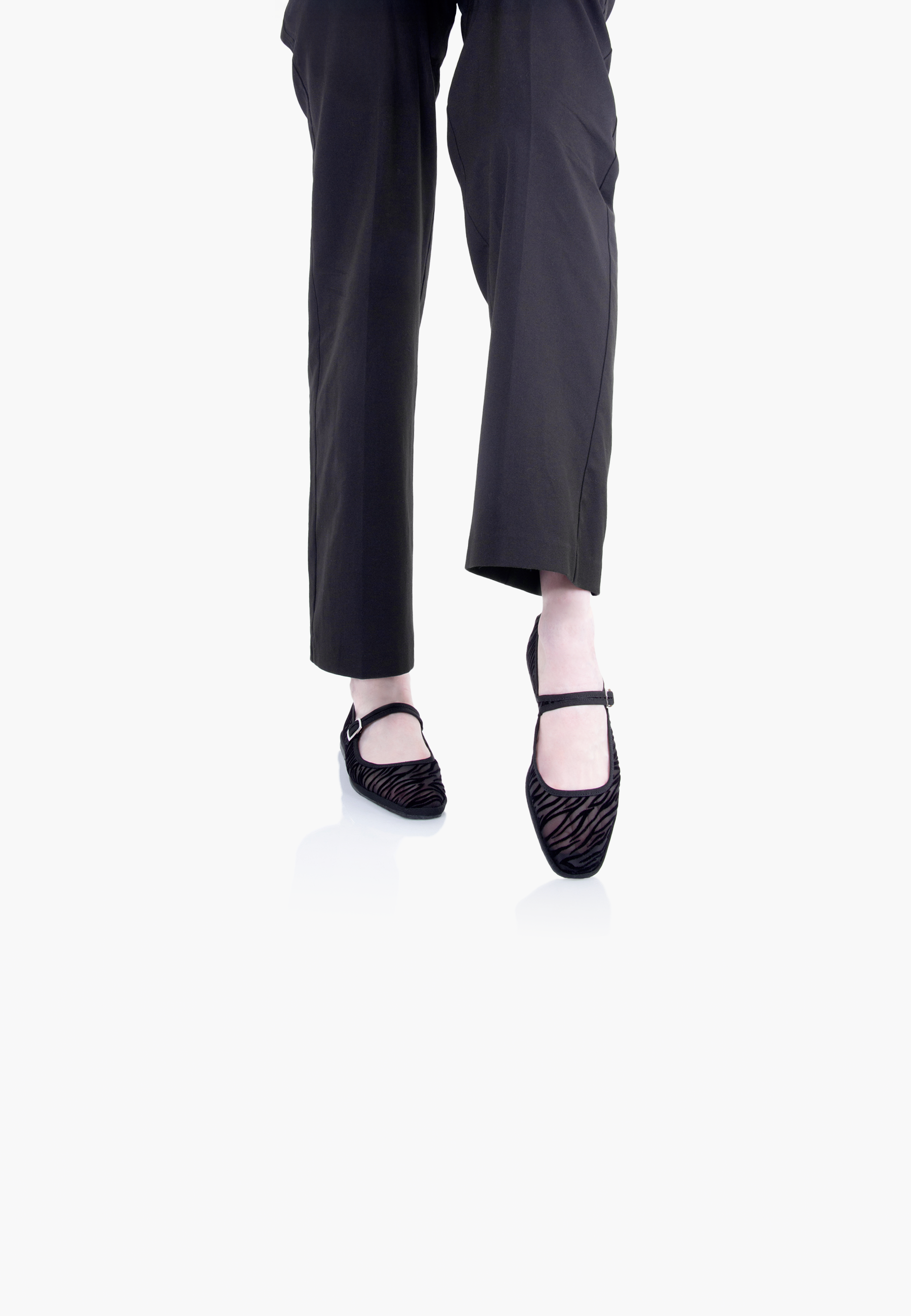 Furlanes Mary Janes Zebra Black Mesh Square