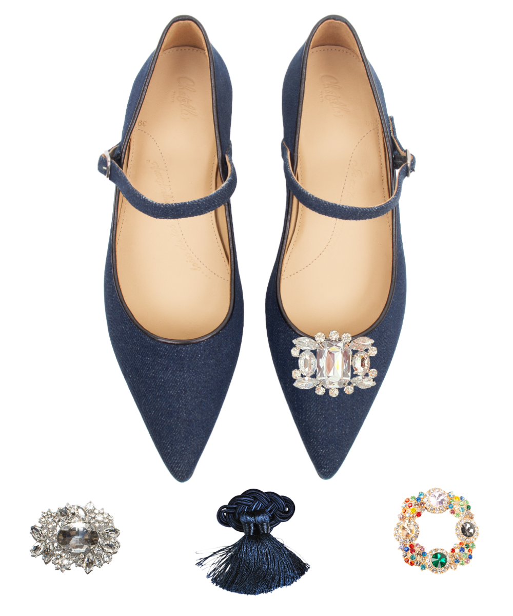 Mary Janes Pointy Dark Denim