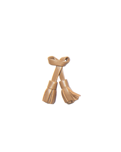 Pampilles taupe en cuir
