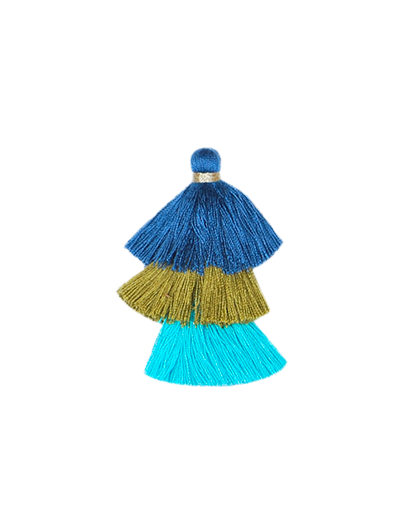 Triple Pompons Blue and Green