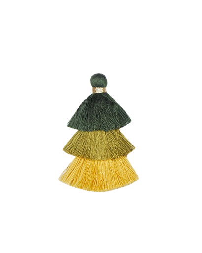 Triple Pompons Green and Yellow